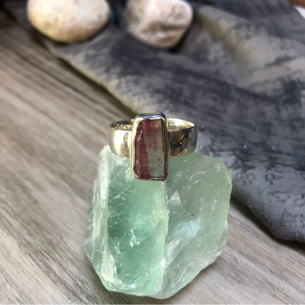 Raw Tourmaline Sterling Ring - Picture 2 of 11